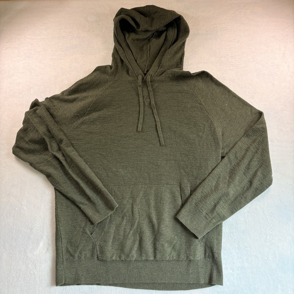 Alesbury Mens Hoodie Sweater L Green Distressed Casual Knit Pullover Top